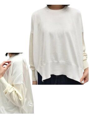 MM6 Maison Margiela Oversized Hi-Lo Sweater Ivory XS
